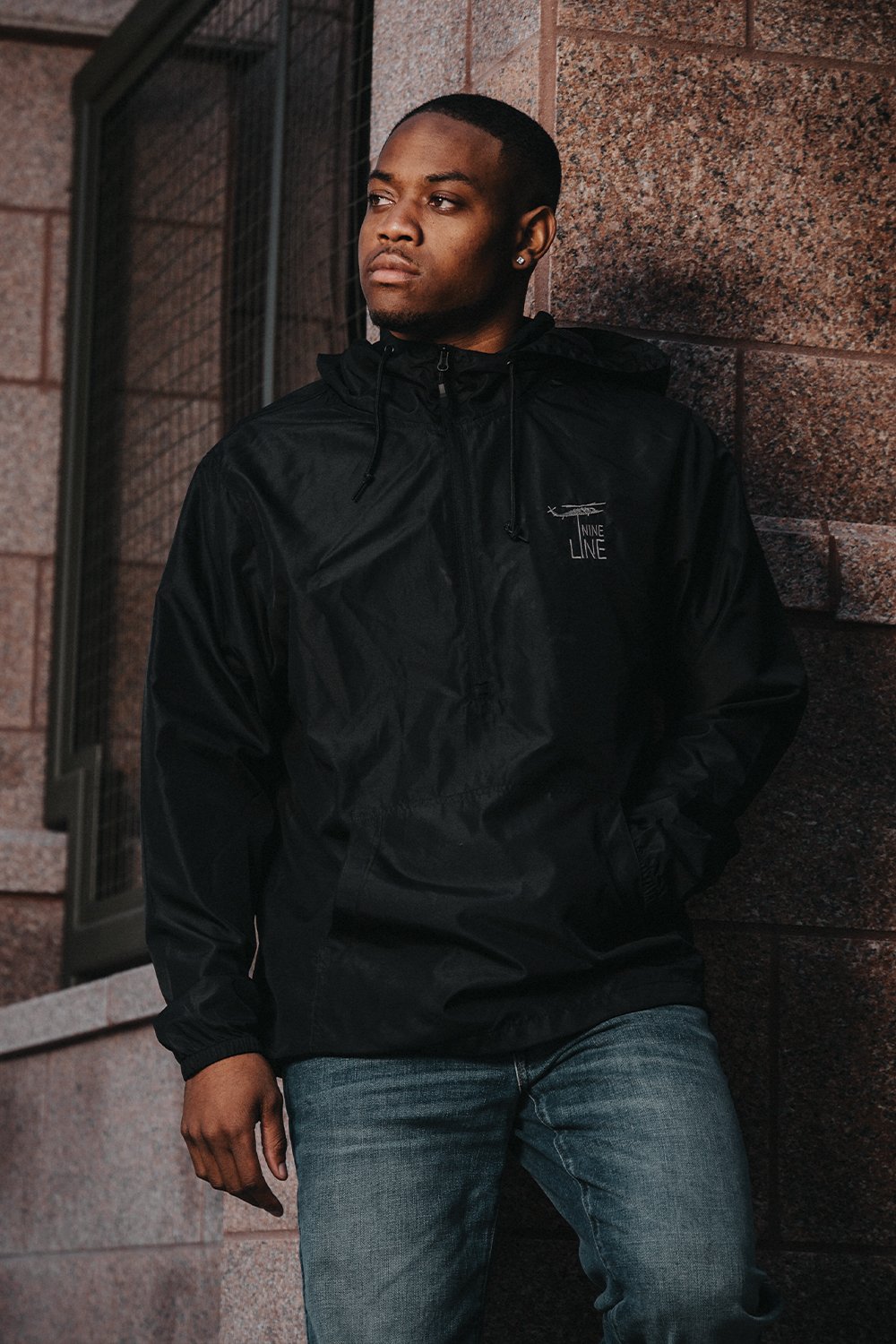 Men's Hooded 1/4 Zip Windbreaker - Nine Line Apparel