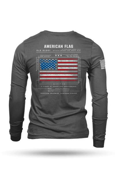 Men's Long Sleeve - American Flag Schematic - Nine Line Apparel