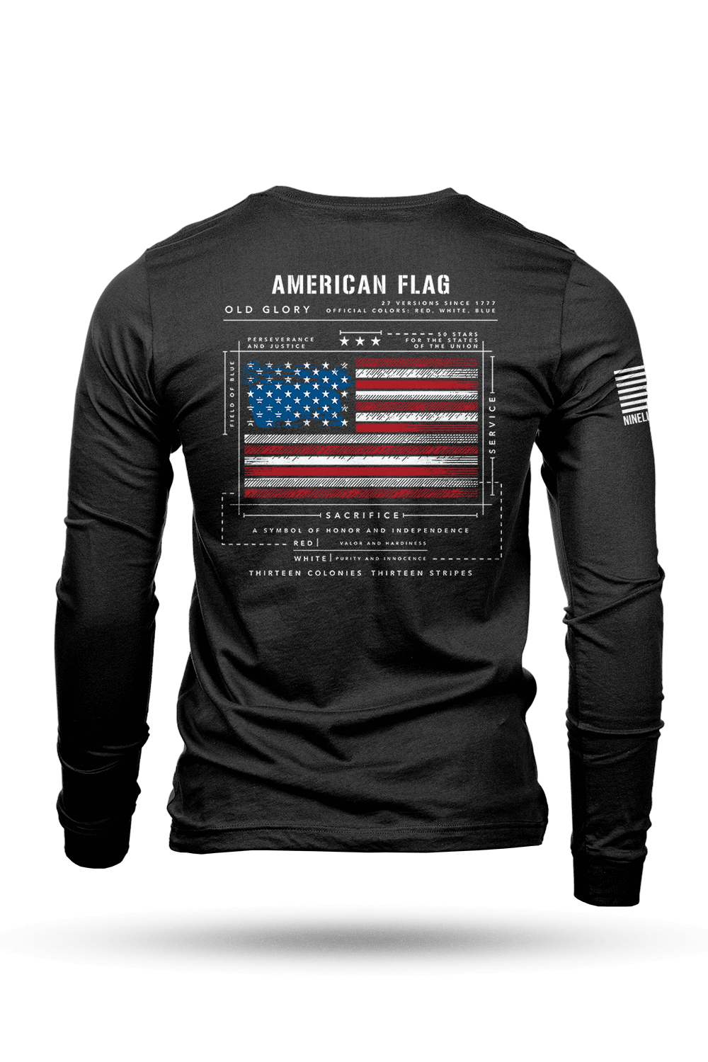 Men's Long Sleeve - American Flag Schematic - Nine Line Apparel