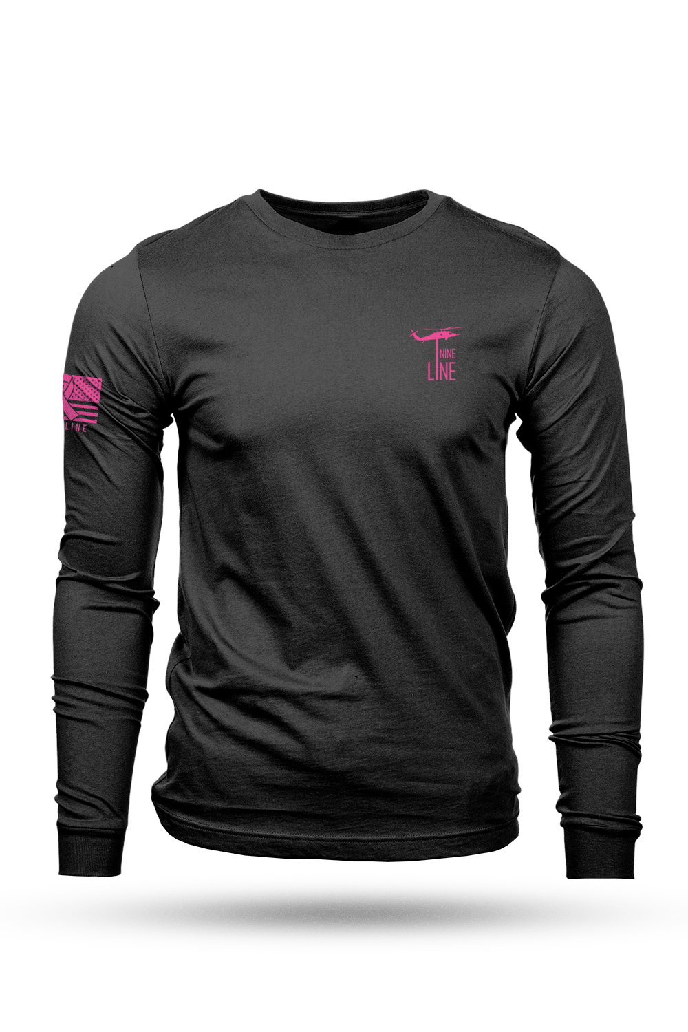 Men's Long Sleeve - Breast Cancer Ribbon Flag - Nine Line Apparel