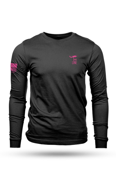 Men's Long Sleeve - Breast Cancer Ribbon Flag - Nine Line Apparel