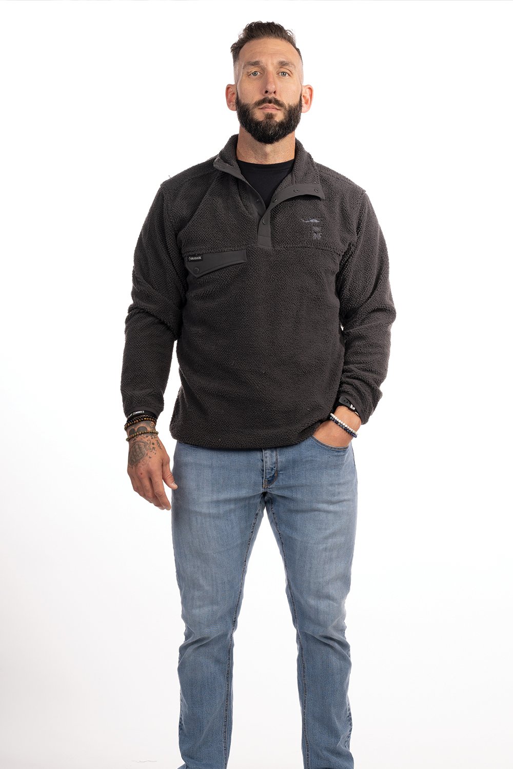 Nine Line Apparel Men s Sherpa Fleece Pullover Dark Grey S