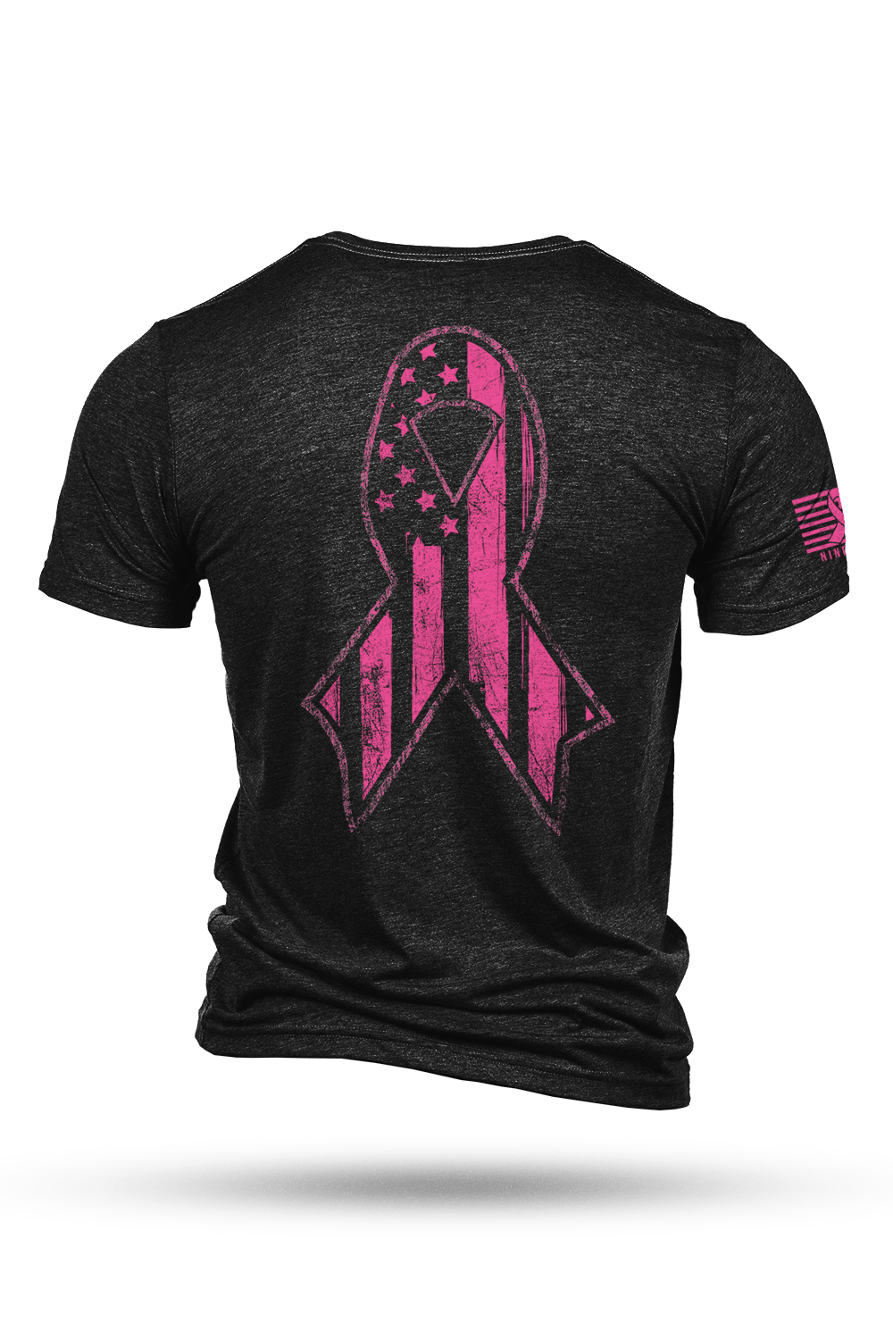 Men's Tri-Blend T-Shirt - Breast Cancer Ribbon Flag - Nine Line Apparel