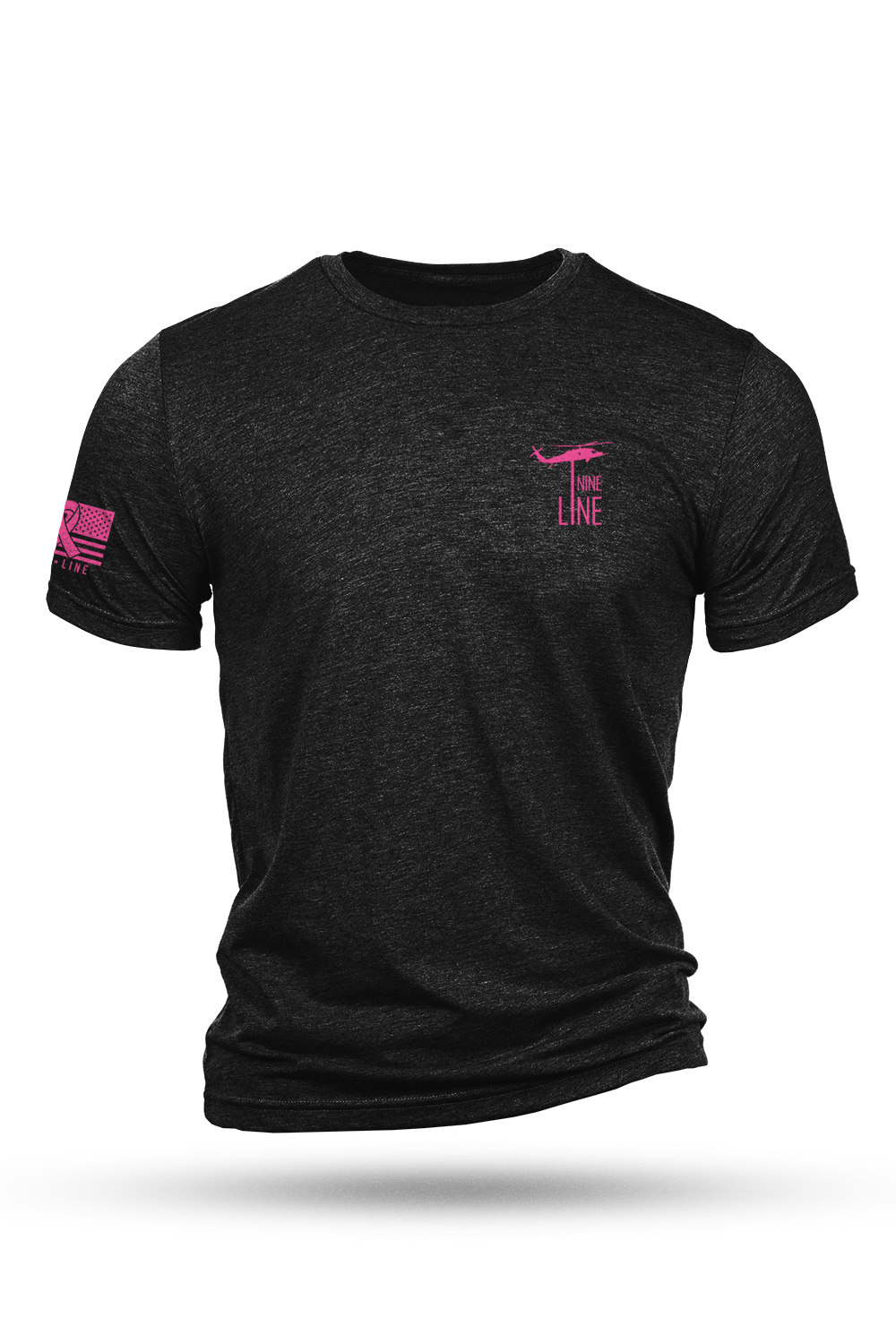 Men's Tri-Blend T-Shirt - Breast Cancer Ribbon Flag - Nine Line Apparel