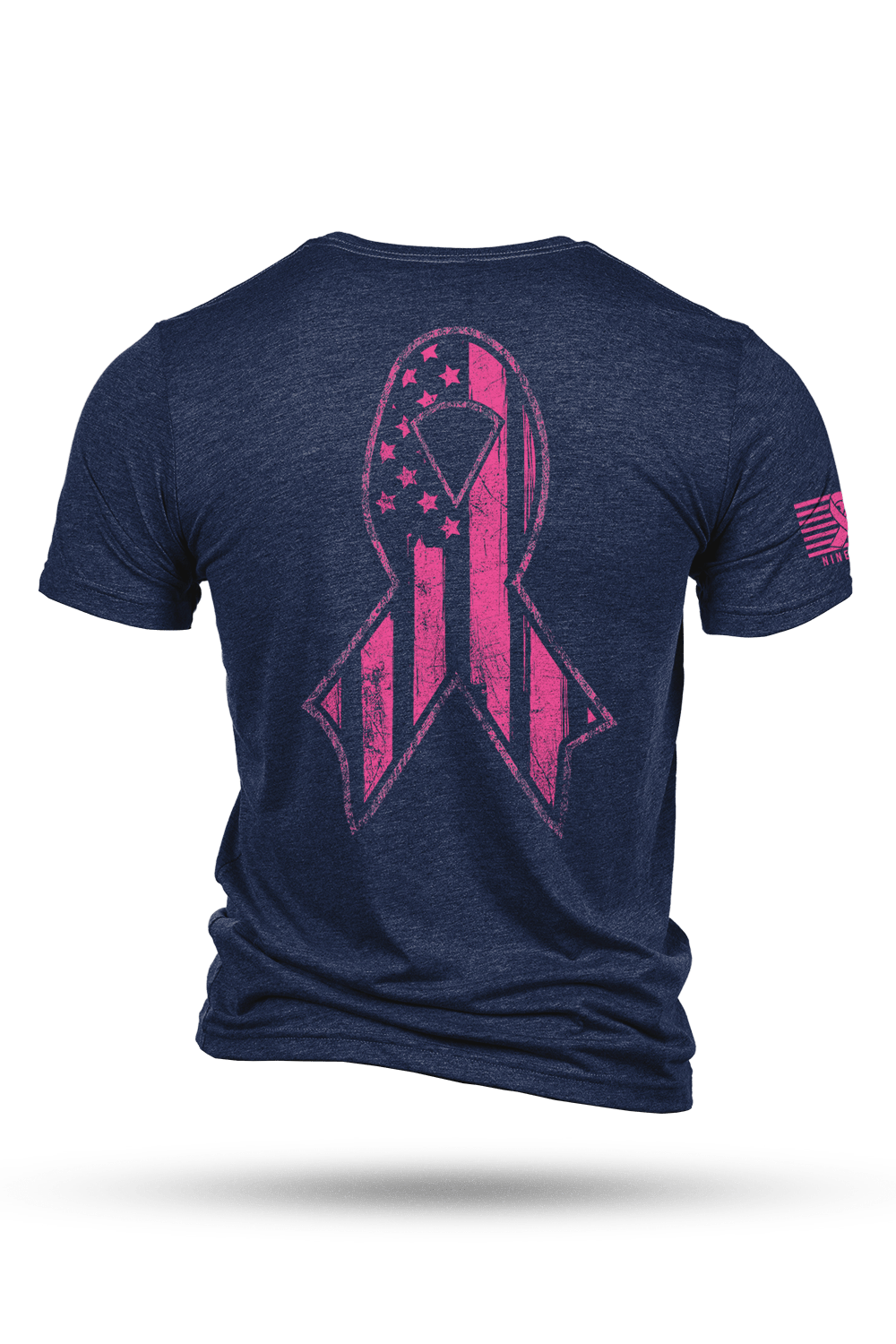 Men's Tri-Blend T-Shirt - Breast Cancer Ribbon Flag - Nine Line Apparel