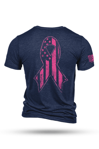 Men's Tri-Blend T-Shirt - Breast Cancer Ribbon Flag - Nine Line Apparel