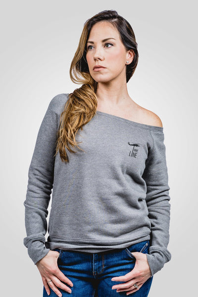 Off-Shoulder Sweater - Embroidered Drop Line - Nine Line Apparel