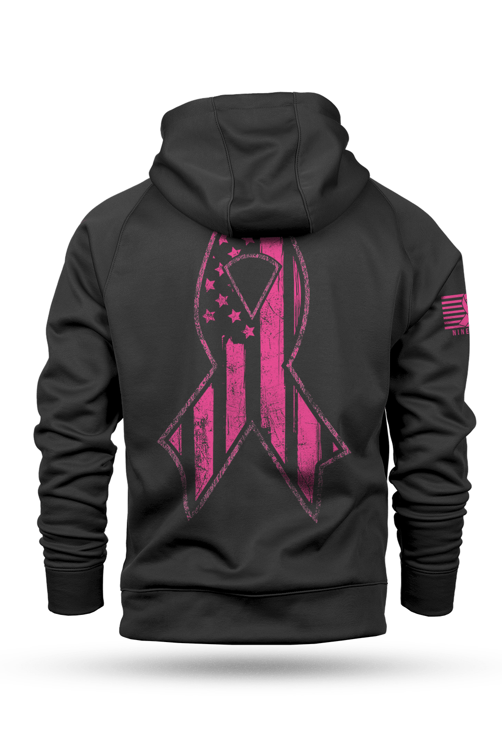 Raglan Tailgater Hoodie - Breast Cancer Ribbon Flag - Nine Line Apparel