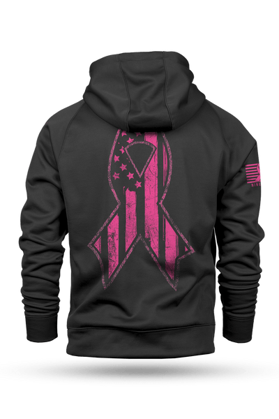 Raglan Tailgater Hoodie - Breast Cancer Ribbon Flag - Nine Line Apparel