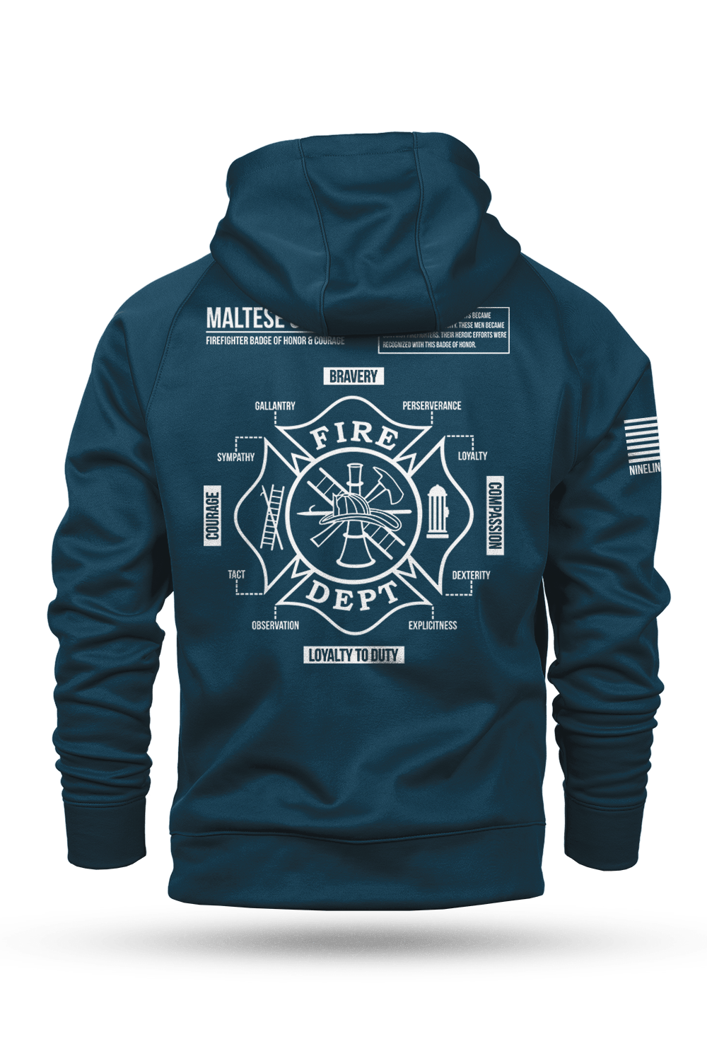 Raglan Tailgater Hoodie - Maltese Cross Schematic - Nine Line Apparel