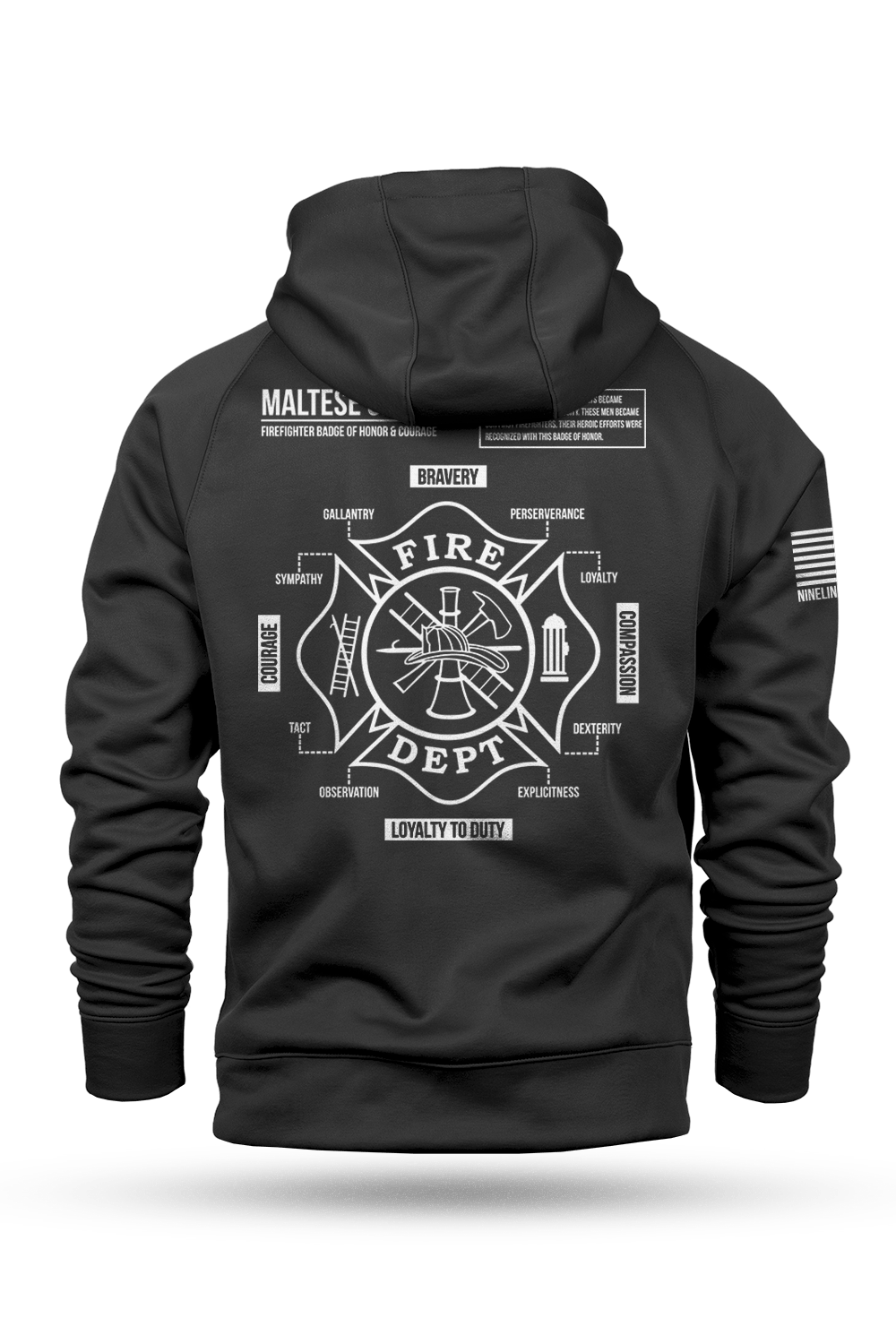 Raglan Tailgater Hoodie - Maltese Cross Schematic - Nine Line Apparel