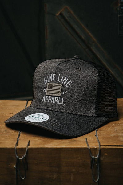 Roadie Trucker Hat Leather Flag Collection [ON SALE] - Nine Line Apparel