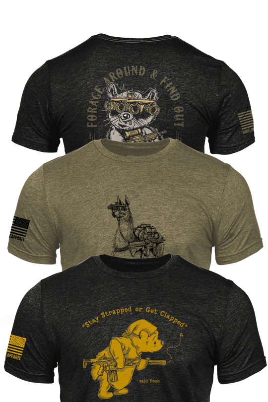 New 3 Pack TShirt Bundle Animal House Pack Nine Line Apparel