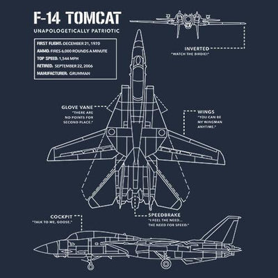 T-Shirt - F-14 Tomcat Schematic - Nine Line Apparel