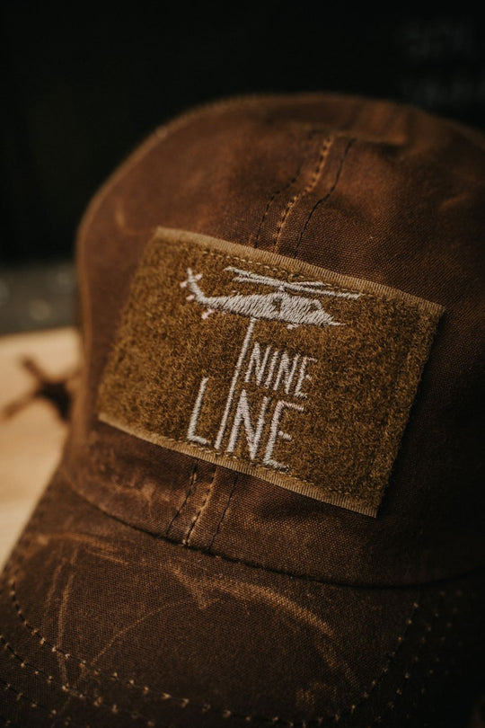 Tan American Made Mesh Back Hat with Drop Line - Nine Line Apparel