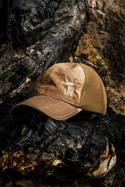 Tan American Made Mesh Back Hat with Drop Line - Nine Line Apparel