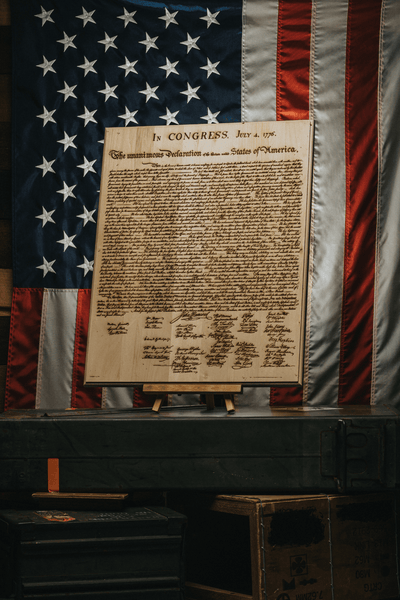 The Declaration of Independence Wood plaque - 16" x 20" - Nine Line Apparel