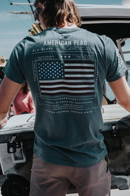 Tri-Blend T-Shirt - American Flag Schematic - Nine Line Apparel