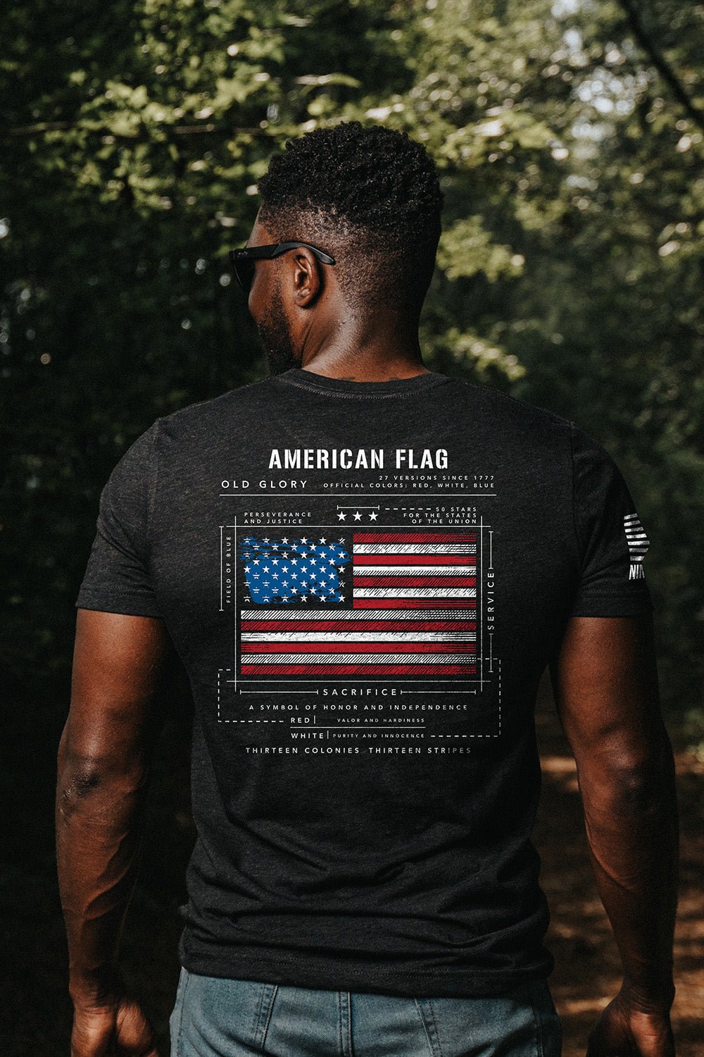 Tri-Blend T-Shirt - American Flag Schematic - Nine Line Apparel