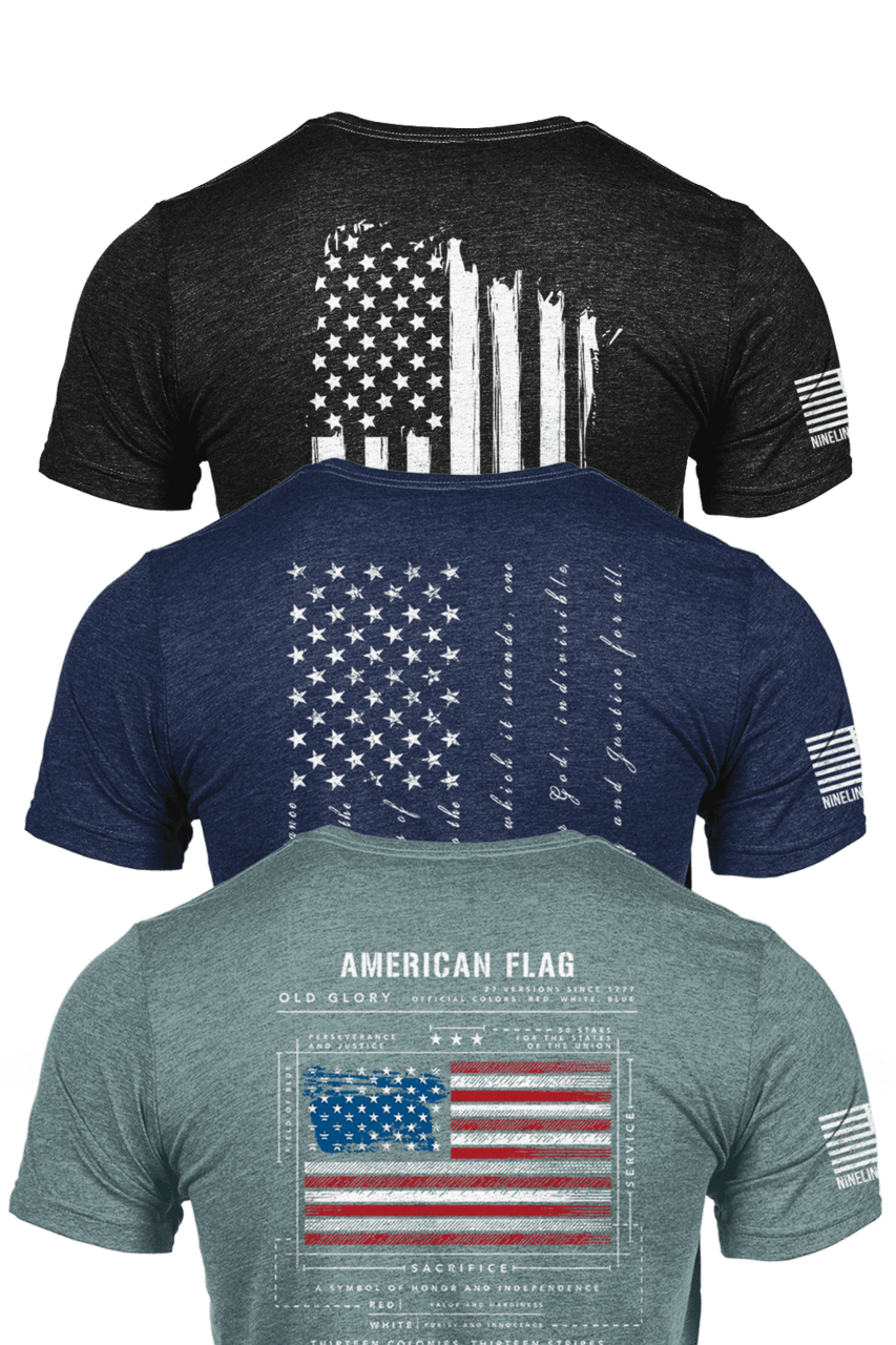Tri-Blend T-Shirt - Freedom Pack [3 Shirts] - Nine Line Apparel