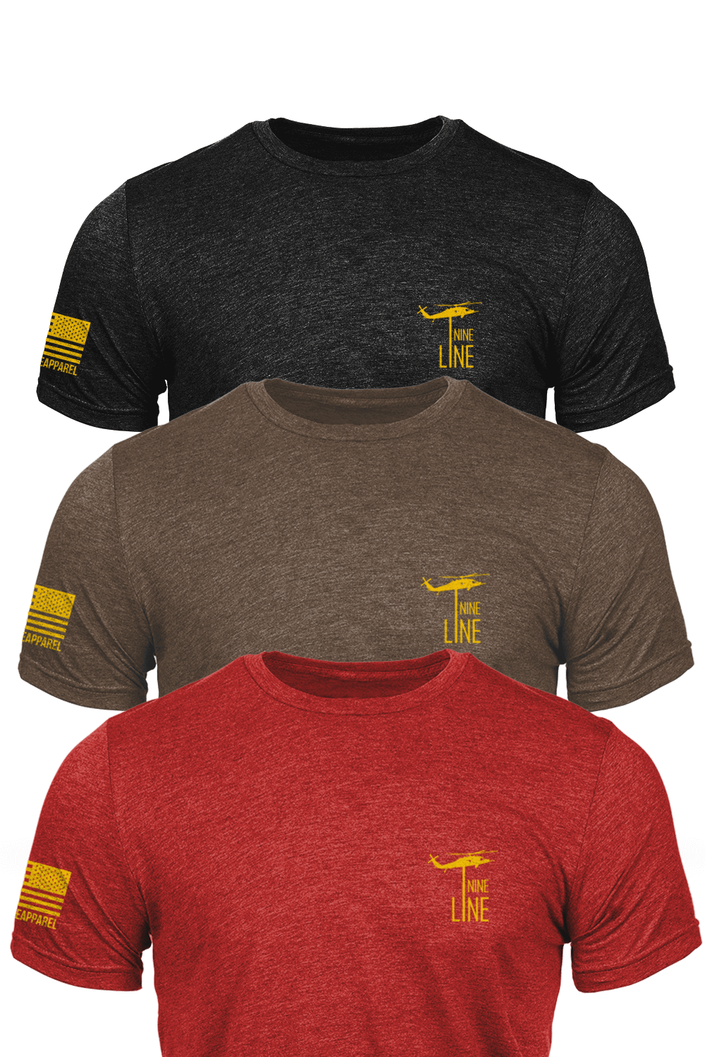 Tri-Blend T-Shirt - Gold Pack [3 Shirts] - Nine Line Apparel