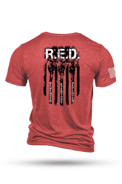 Tri-Blend T-Shirt - RED Remember Everyone Deployed - Nine Line Apparel
