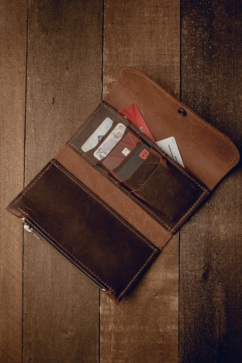 Women's American Made Leather Trifold Wallet - Nine Line Apparel