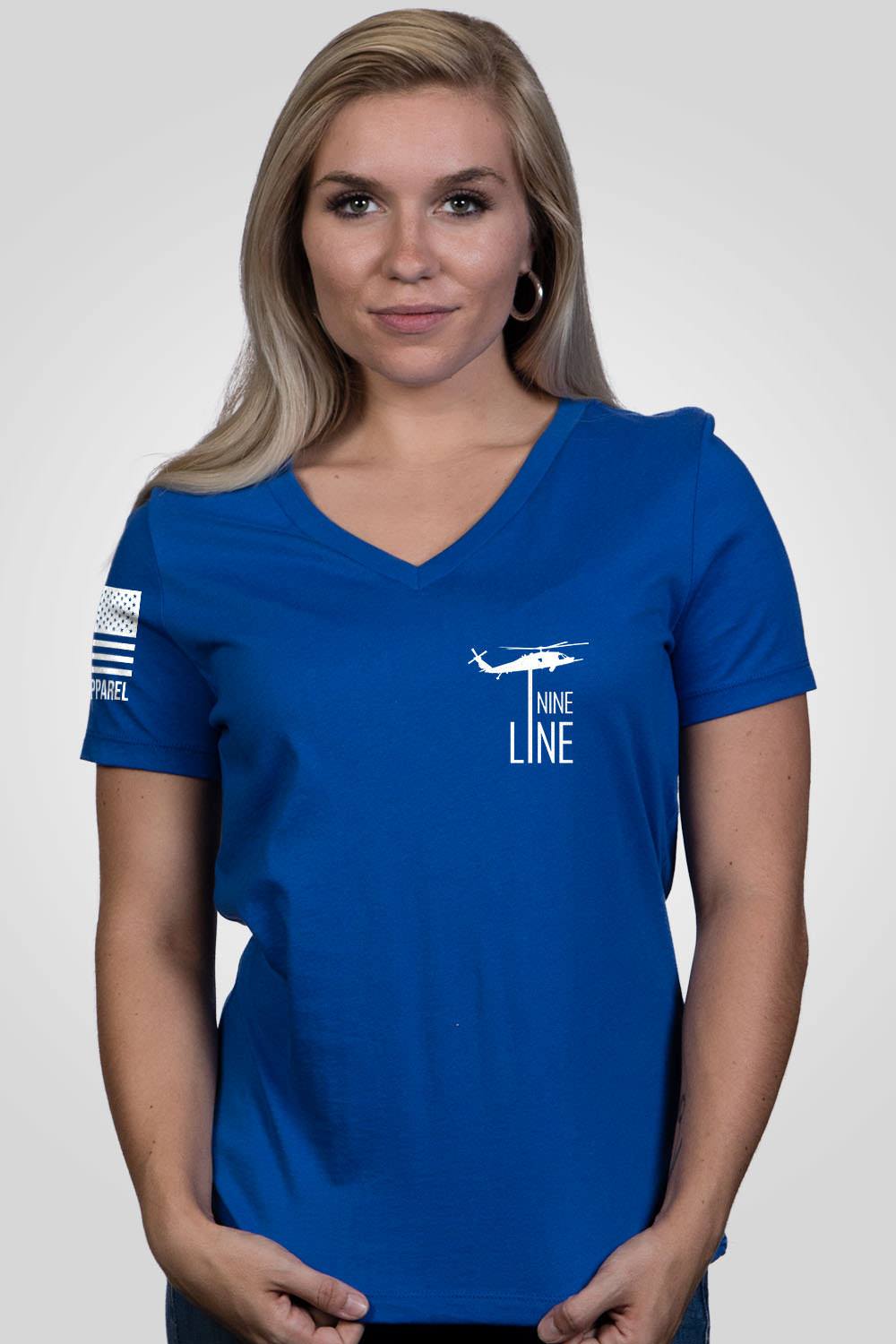 Women's Relaxed Fit V-Neck Shirt - America - Nine Line Apparel