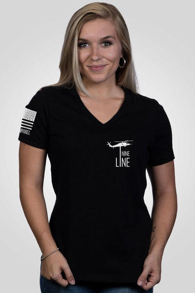 Women's Relaxed Fit V-Neck Shirt - American Drop Line - Nine Line Apparel