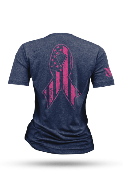 Women's Tri-Blend T-Shirt - Breast Cancer Ribbon Flag - Nine Line Apparel