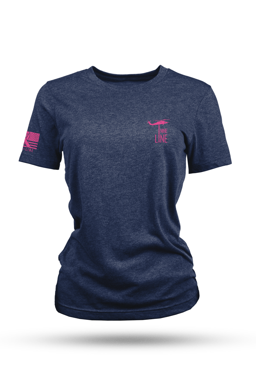 Women's Tri-Blend T-Shirt - Breast Cancer Ribbon Flag - Nine Line Apparel