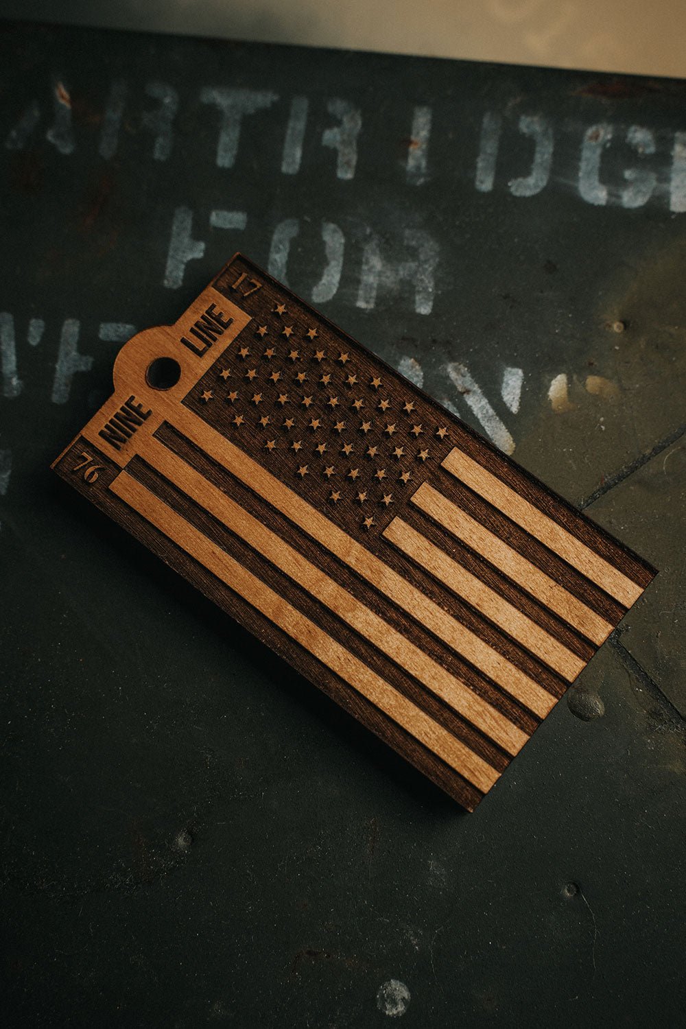 Wooden Nine Line Flag Keychain - Nine Line Apparel