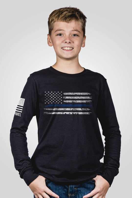 Youth Long Sleeve - Thin Blue - Nine Line Apparel