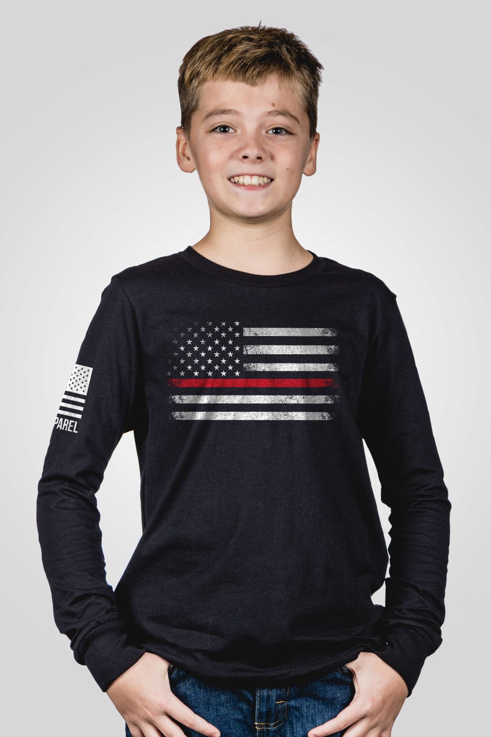Youth Long Sleeve - Thin Red Line - Nine Line Apparel
