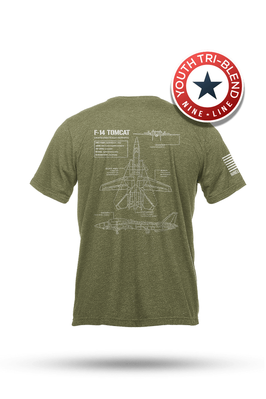 Youth Tri-Blend T-Shirt - F-14 Tomcat Schematic - Nine Line Apparel